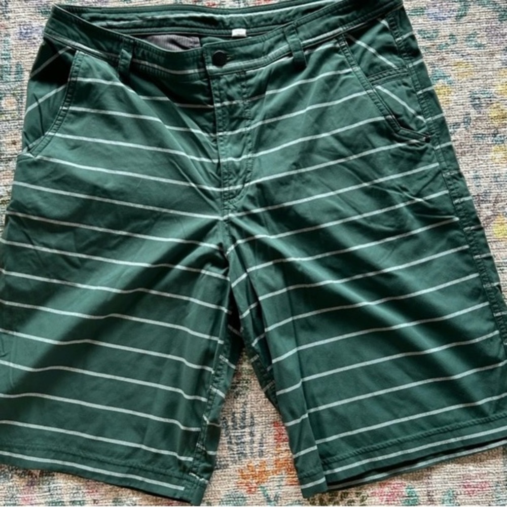 lululemon athletica Green and White Flat Front Shorts